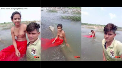 Bihari Young Village Girl Bathing Nude Outdoor with Boyfriend New Desi MMS