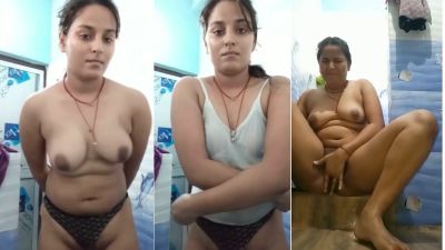 Desi horny bhabhi strips naked in bathroom pussy fingering nude selfie viral mms