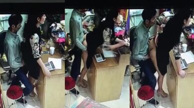 Sexy sales girl ki chikni chut khade khade choda dukaan ke owner ne cctv video