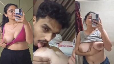 Desi Beautiful Muslim Girl Playing With Her Big Boobs and Bf Sucking Boobs Nude Selfie Sex MMS