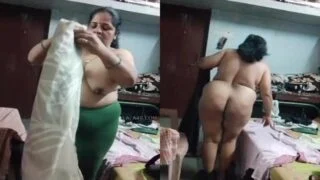 Huge ass nude mom changing her dress mms video exposed by son